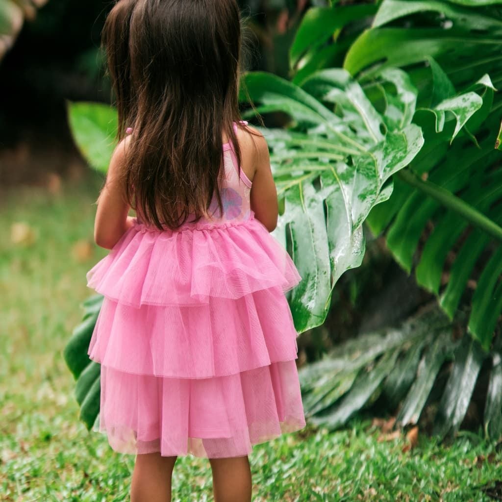 strapless open back dress Pink Floral Embroidery Flower Sash Tutu Dress – Kids Clothing World