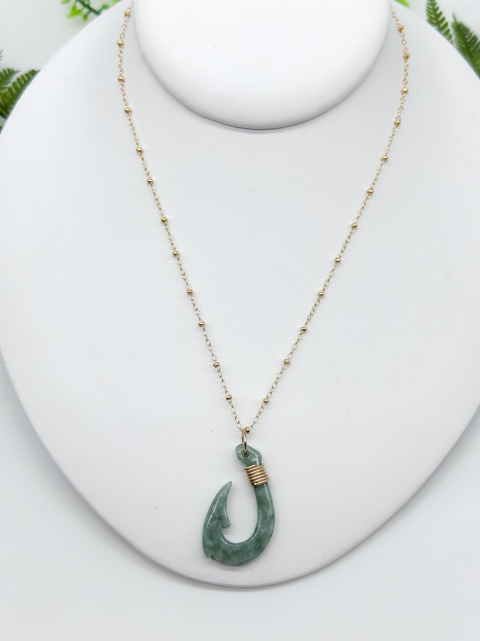 Jade Makau Necklace in 14k Gold Filled | Hawaiian Jewelry | Olivia
