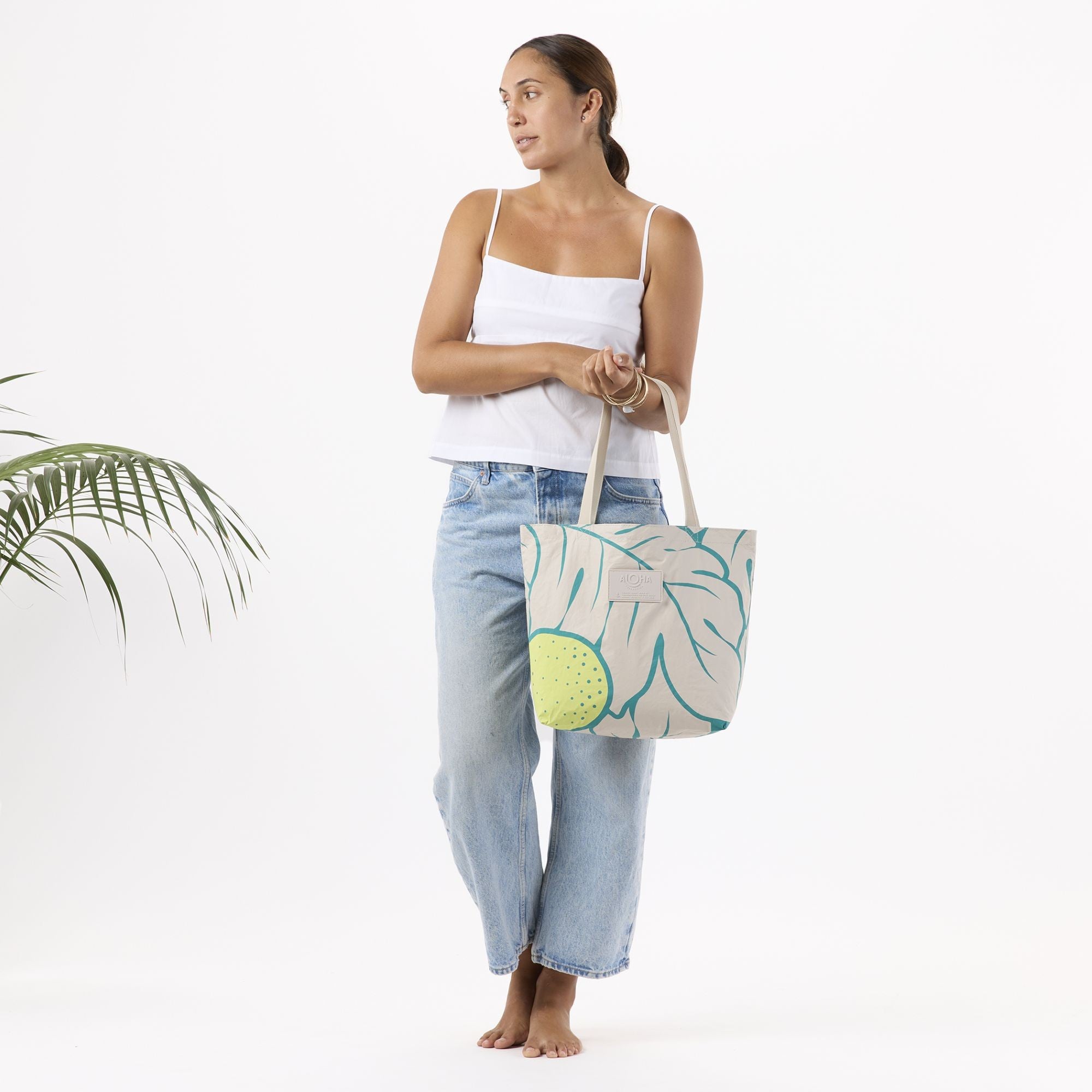 ALOHA Collection Ulu Nui Reversible Tote - Dark Teal/Sandstone