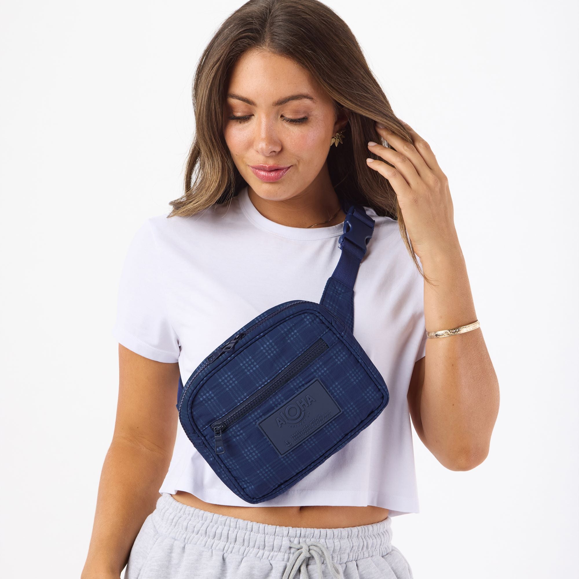 ALOHA Collection Navy Palaka Keep It Light Hip Pack Olivia Clare Boutique